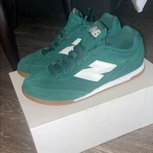 New Balance Forest Green and White Sneakers